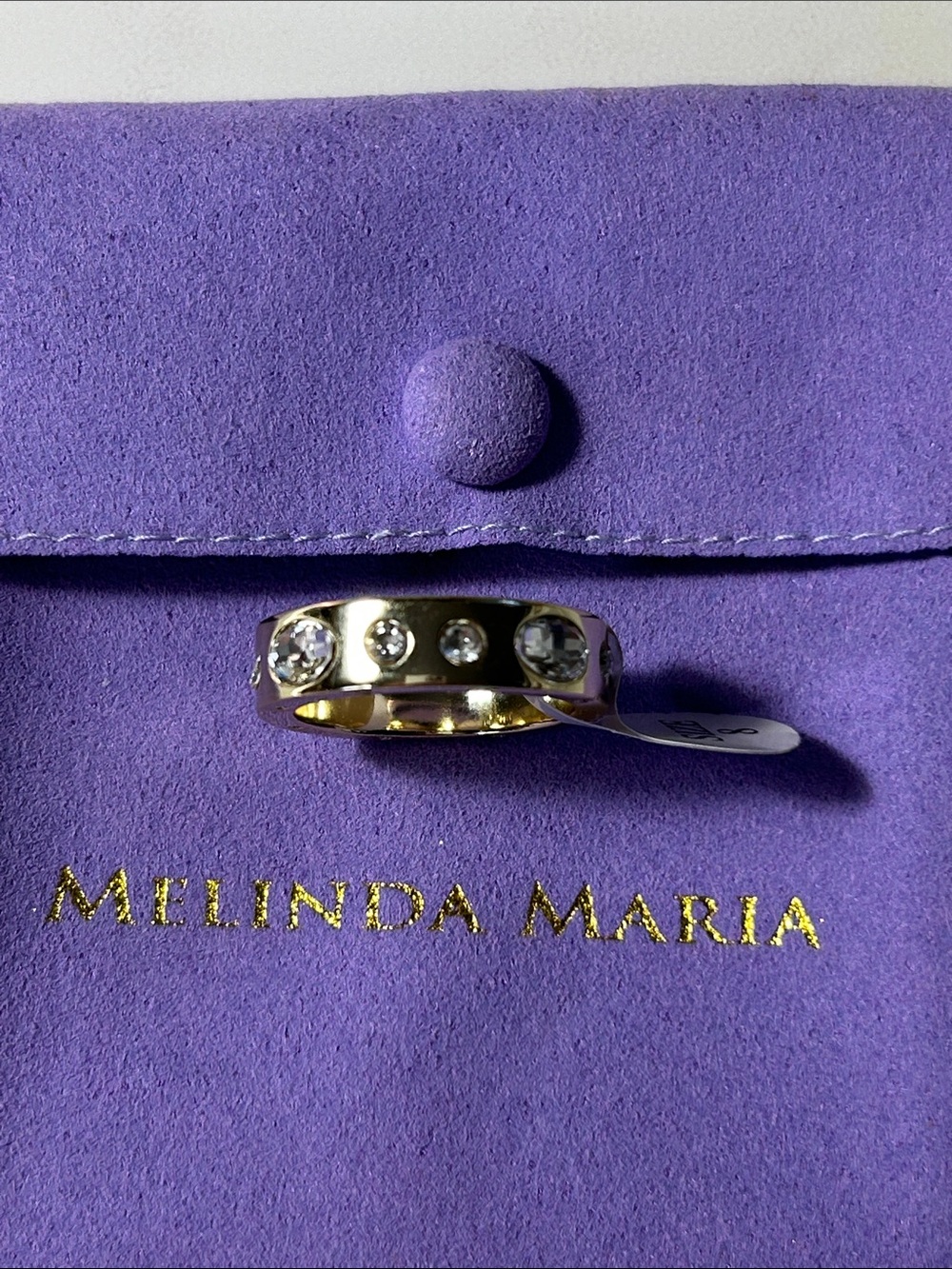 Melinda Maria Gold Band Ring with Clear Stones - 18 K gold plate Ashley Sunset